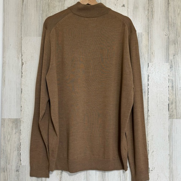 Nordstrom 100% Merino Wool Quarter Zip Sweater Tan Mens Size XL - Picture 6 of 10